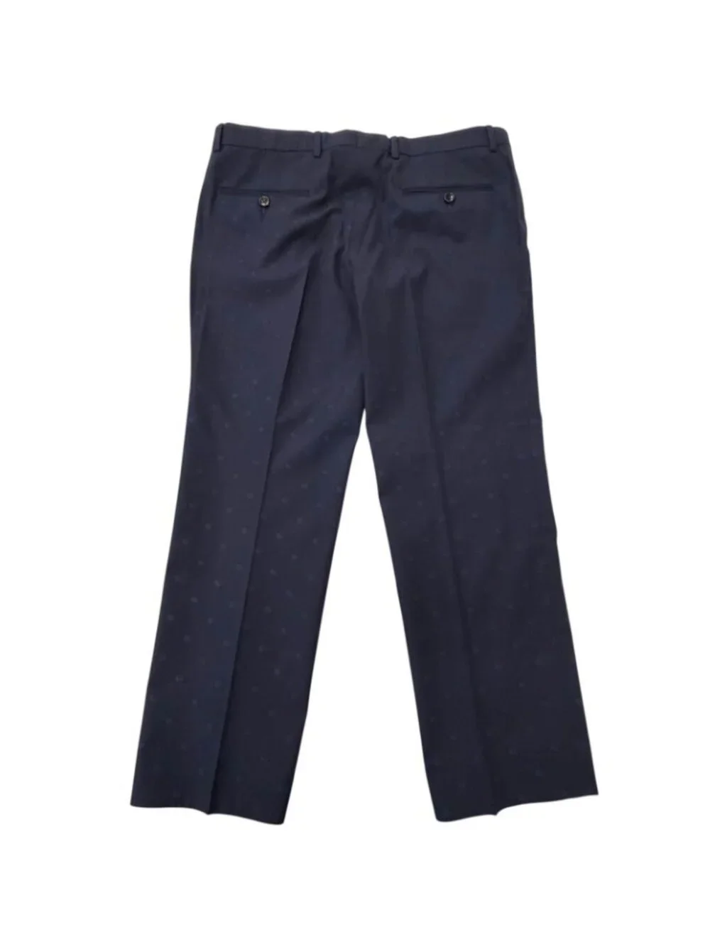 Gucci Wool GG Logo Allover Pattern Single Trousers Pants Navy 52 Swiss